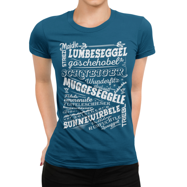 schwarzwald frauen t-shirt - mit den lustigsten alemannischen worten aus dem schwarzwald