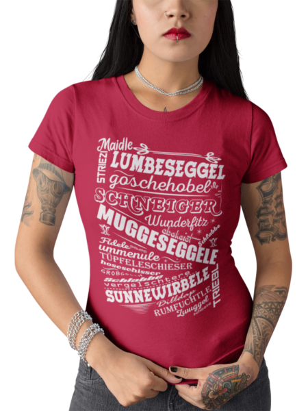 schwarzwald frauen t-shirt - mit den lustigsten alemannischen worten aus dem schwarzwald