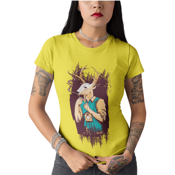 Schwarzwald t-shirt - schwarzwald reisefuehrer als hirsch mit kuckucksuhr und pfeife