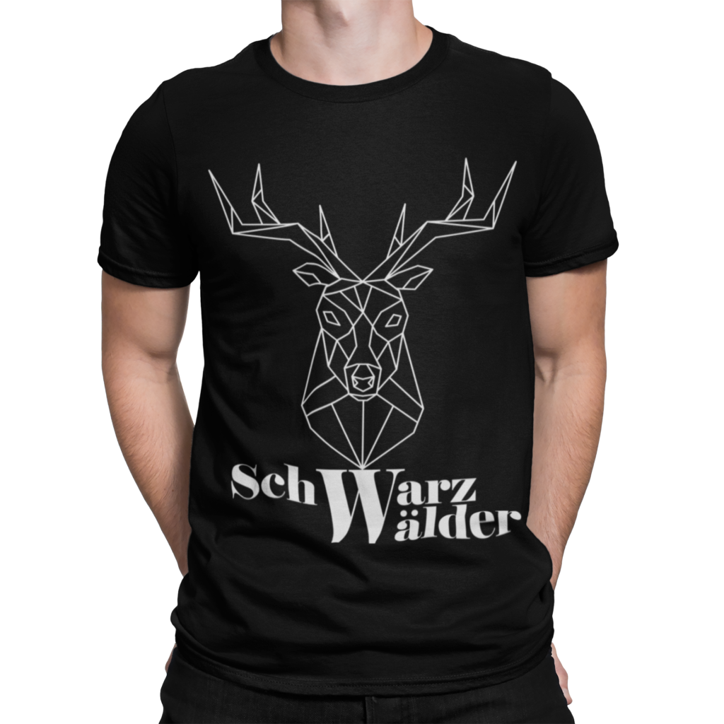 schwarzwald männer t-shirt - mit dem motiv von einem hirsch mit dem Schriftzug Schwarzwälder