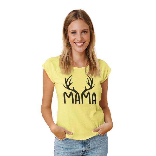 tolle geschenkidee fuer mama ist dieses t-shirt mit der aufschrift mama mit hirschgeweih