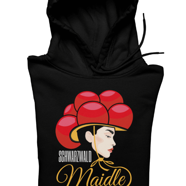 schwarzer hoodie mit design schwarzwald maidle kristin