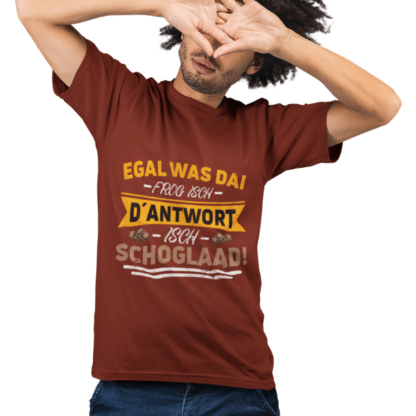 mann mit braunem t-shirt mit alemannisch badichem spruch