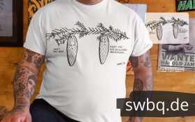 Lustiges Shirt design Schwarzwald Tannenzapfen haengen ab am Baum