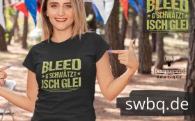 frau mit schwarzem t-shirt mit badischem spruch