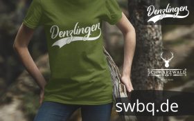 frau mit gruenem t-shirt mit denzlingen logo