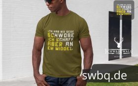 mann mit sonnenbrille und gruenem shirt mit aufdruck ich hab nix gege schwobe