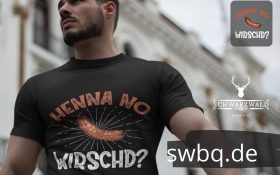 mann mit bart und schwarzem tshirt mit logo henna no wirschd