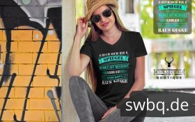 frau mit hut und sonnenbrille mit schwarzem t-shirt mit alemannisch raus gugge design