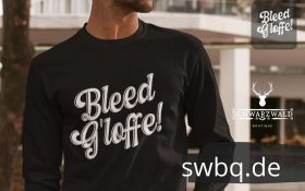 mann mit bart und schwarzem langarm shirt mit bleed gloffe alemannischer spruch design
