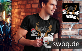 Schwarzwald andenken t-shirt - bollenhut kuckucksuhr und hirsch