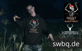 schwarzwald grusel t-shirt - lustiges schwarzwald halloween deko kostuem mit bollenhut skelett